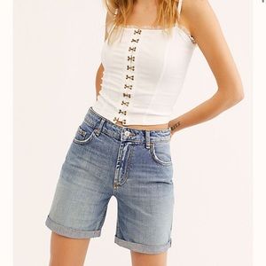 Free People Ivy Long Distressed Shorts